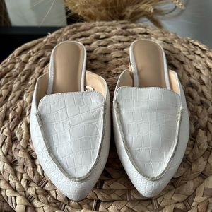 White Express Faux Leather Flats